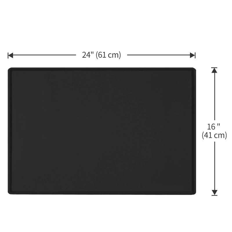 EIOKIT Dog Food Mat,Silicone Waterproof Food Tray,Non Slip Pet Bowl Mats Placemat,0.6" Raised Edge,Suitable for Most Small and Medium Sized Pets,24" x 16" - Image 5